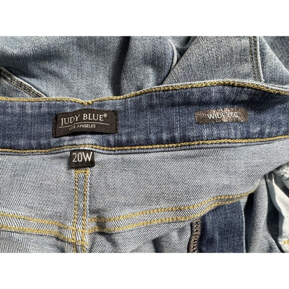 JUDY BLUE Wide Leg Crop Jeans Womens 20W High Waist Destroyed Distressed 82256 - Picture 6 of 9